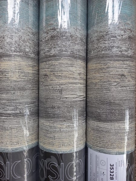 Wallpaper. Crackled Paint - Grey, Cream & Blue. #35328 Lot 013. PTP. Carousel 6