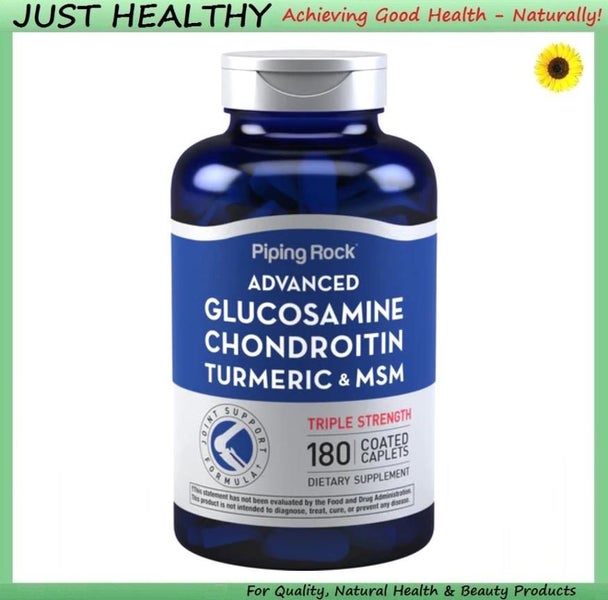 GLUCOSAMINE CHONDROITIN MSM + 3x STRENGTH w TURMERIC 180 CAPS Carousel 1
