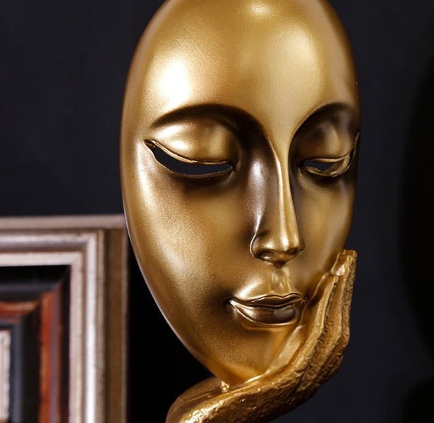 Modern Human Meditators Abstract Lady Face Character Resin Statues Sculpture Carousel 3