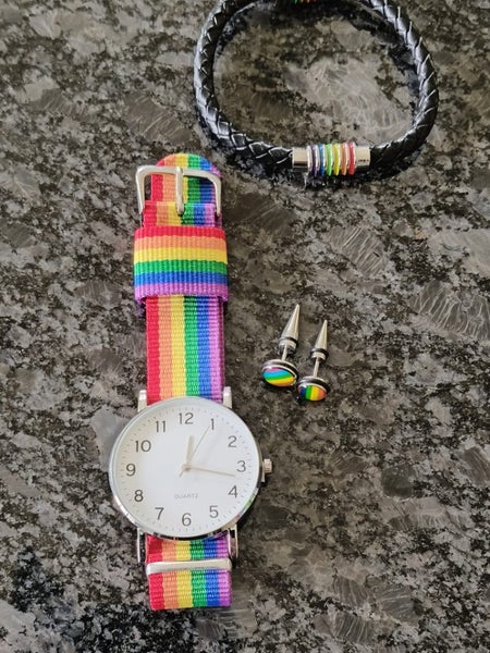 NEW Rainbow Watch ,Ear Pins and Bracelet 2 to choice from. Carousel 2