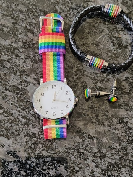 NEW Rainbow Watch ,Ear Pins and Bracelet 2 to choice from. Carousel 1