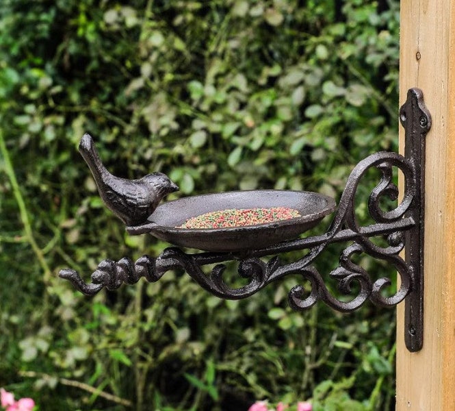 Cast Iron Single Bird Bath Feeder Wall Mounted Bracket Carousel 6