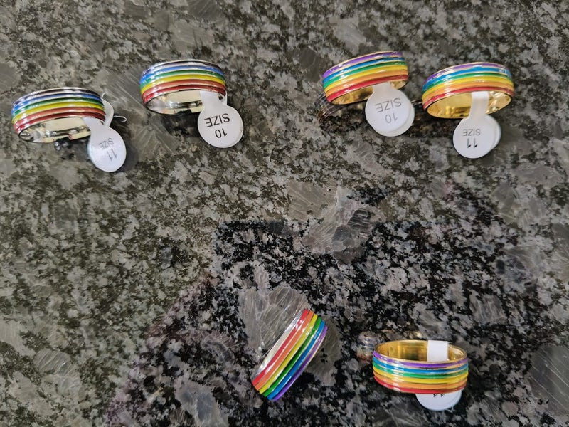 Smart Multi Coloured Rings in Sizes 10 and 11. Carousel 1