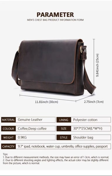Full Grain Shoulder Messenger Bag Leather Men64607995557121114