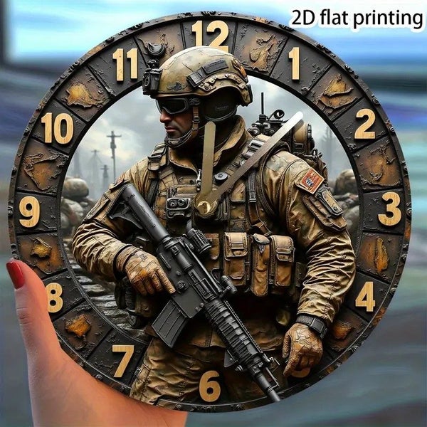 Silent Acrylic Wall Clock - American Soldier Military Theme Carousel 2