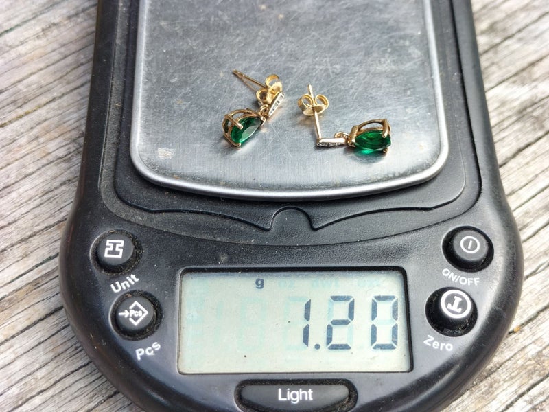 10kt Gold Emerald & Diamond Drop Earrings Carousel 6