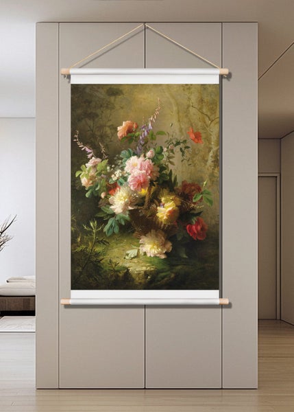Flower art in a basket canvas print wall art Carousel 2