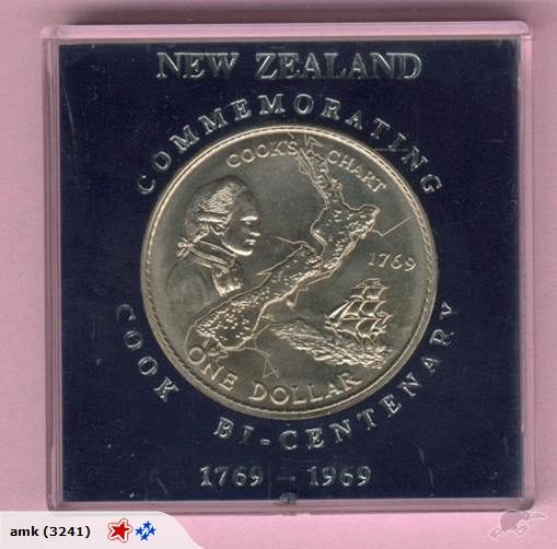 NZ - Large Dollar - 1969 Cook Bicentenary - Cased UNC Carousel 1