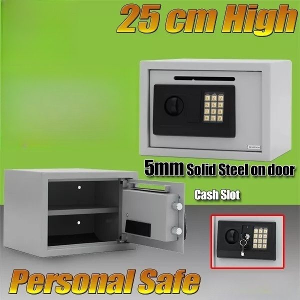 Personal Electronic Security Safe Box Access Safes Home Office 25cm WHITE Carousel 1