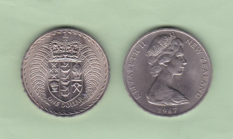 NZ - Large Dollar - 1967 Coat of Arms - Loose Coin - UNC Carousel 1