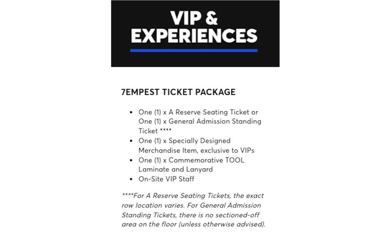 TOOL! VIP (standing) ticket - SUN 23 NOV @ Spark Arena64463424898819111