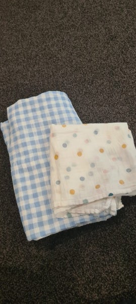 2 x muslin baby swaddles Carousel 1
