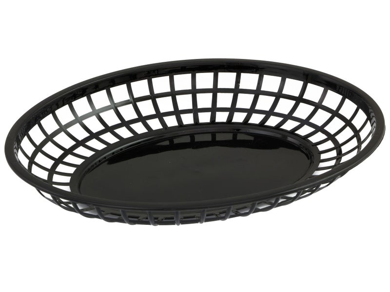 30cm x 22.5cm Oval Food Serving Basket - Black Plastic Carousel 1