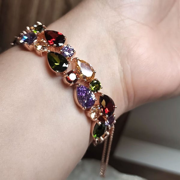 Rose-Gold Multicoloured Crystal Bracelet "Metzi" Carousel 2
