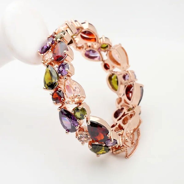 Rose-Gold Multicoloured Crystal Bracelet "Metzi" Carousel 6