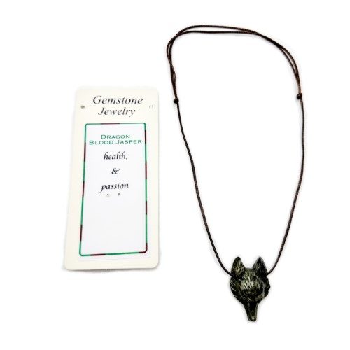 Pendant - Dragons Blood Jasper Wolf Head Carousel 1