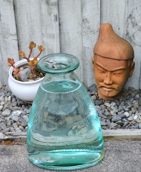 Heavy Gauge Blue to Green Hand-Blown Bottle Vase. Also Known as a Fly Catcher. Carousel 2