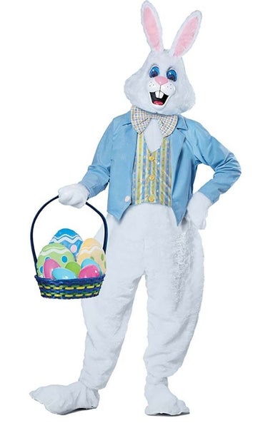 DELUXE EASTER BUNNY RABBIT ADULT MENS FANCY DRESS MASCOT COSTUME Carousel 1