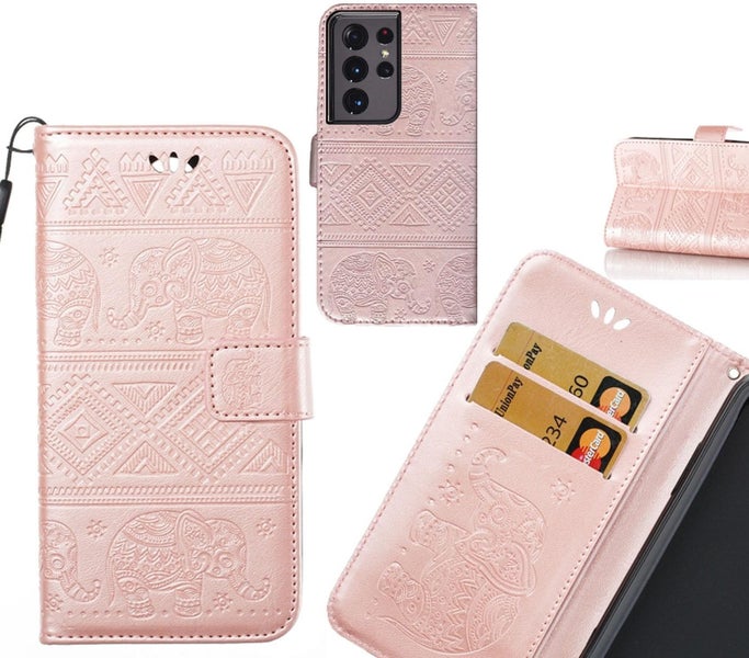 Galaxy S21 Ultra case Wallet Leather case Embossed Elephant Pattern Carousel 1