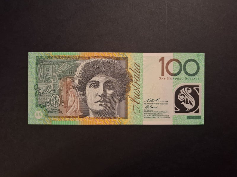 Australia $100 Fraser Evans Polymer EK96 UNC cat val A$350 Carousel 1