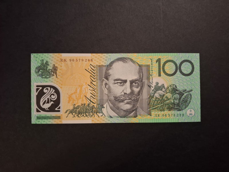 Australia $100 Fraser Evans Polymer EK96 UNC cat val A$350 Carousel 2