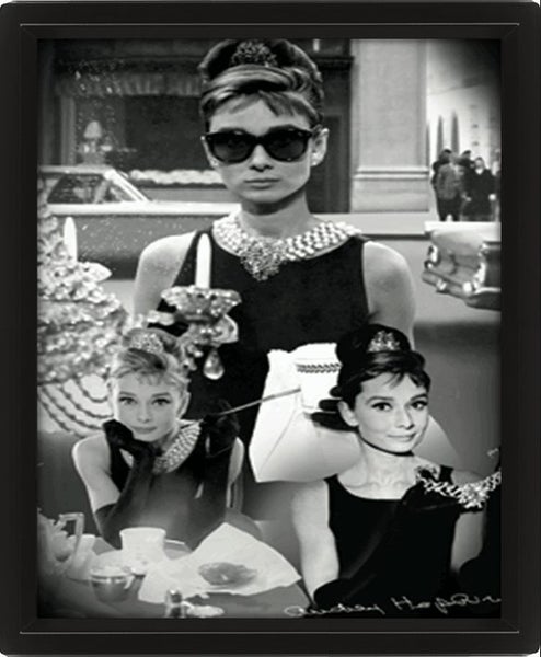 Audrey Hepburn ~ Tiffanys Montage ~ Vintage Framed 8x10 3D Lenticular Poster Carousel 1