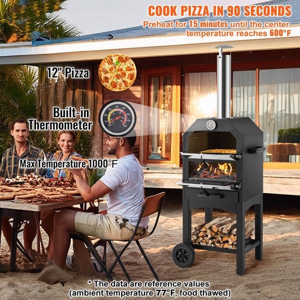 12" Outdoor Pizza Oven Portable Wood Pellet Pizza Oven Baked Paint Camping Carousel 2