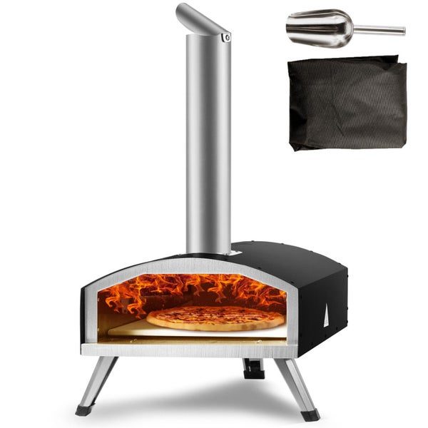 12" Outdoor Pizza Oven Portable Wood Pellet Pizza Oven Stainless Steel BBQ Carousel 1