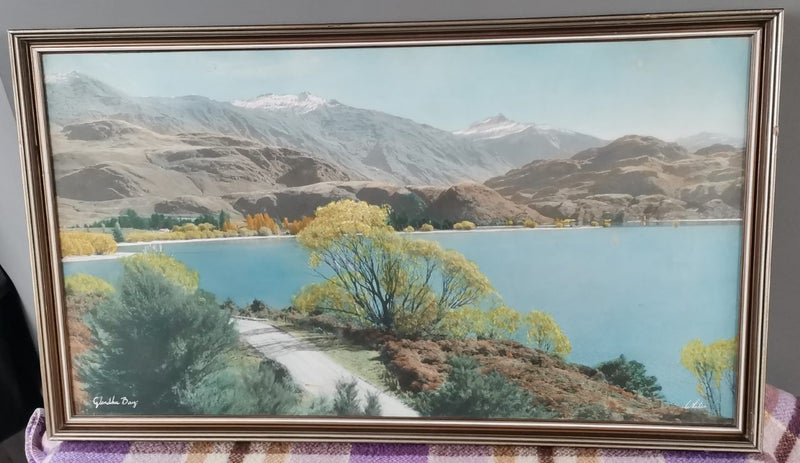 Vintage Whites Aviation Hand Coloured Picture - Glendhu Bay - Lake Wanaka Carousel 2