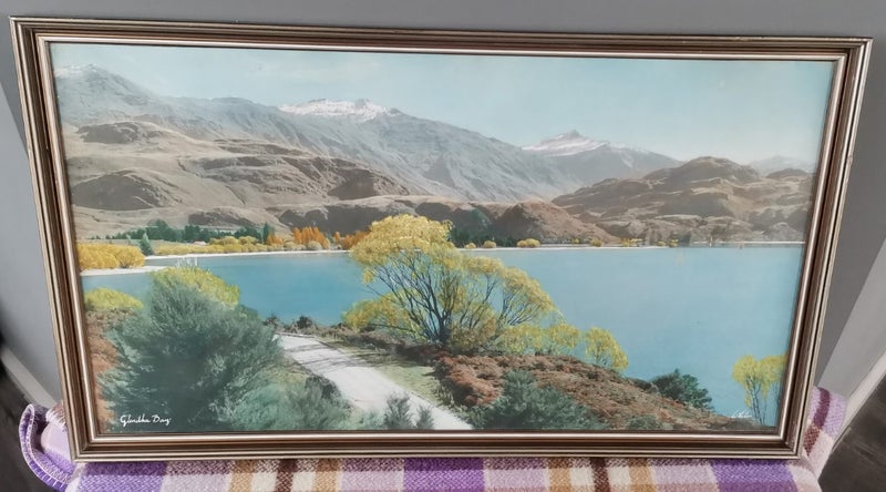 Vintage Whites Aviation Hand Coloured Picture - Glendhu Bay - Lake Wanaka Carousel 1