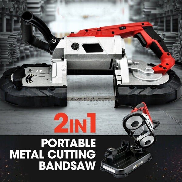 Portable Band Saw Cold Cut Metal Cut Off Chop Bandsaw Steel Hand Drop Carousel 1