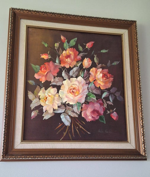 +++ BEAUTIFUL " HILDA HEALEY " FLORAL OIL PAINTNG +++ Carousel 2