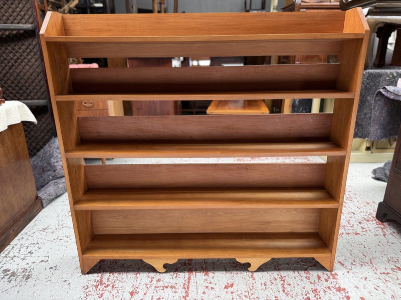 Vintage Solid NZ Kauri Open Bookshelf or Display Shelf Carousel 1
