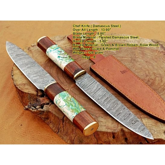 13" Superb Damascus Steel Blade Bowie Knife Hand Made With Brass Guard RRP 500$ Carousel 1