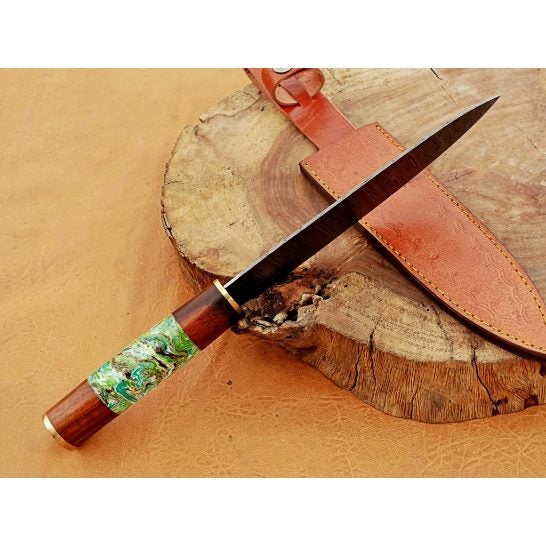 13" Superb Damascus Steel Blade Bowie Knife Hand Made With Brass Guard RRP 500$ Carousel 2