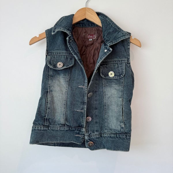 Juan Fi Size L (Suit Size 8-10_ Women's Blue Denim Vest Carousel 1