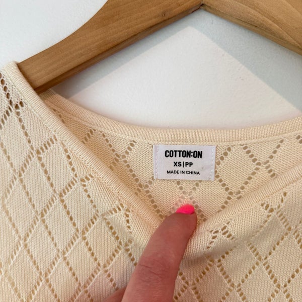 Cotton On Size XS Long Vanilla Crochet Dress Carousel 2