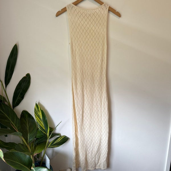 Cotton On Size XS Long Vanilla Crochet Dress Carousel 6