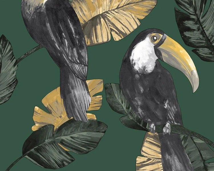 Wallpaper. Toucan Tiki - Green. #91340 Lot A. PTW. Carousel 1