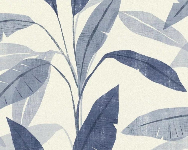 Wallpaper. Tropical Leaves - Navy. #407532. Lot 1. PTW. Carousel 1