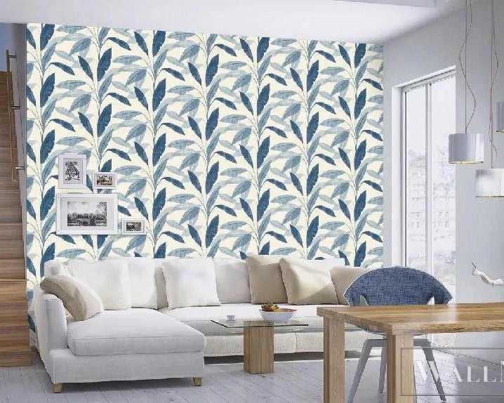 Wallpaper. Tropical Leaves - Navy. #407532. Lot 1. PTW. Carousel 6