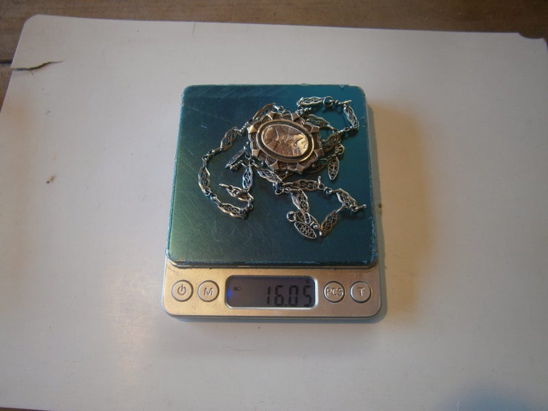 VTG STG.SILVER.FANCY LINK CHAIN WITH ANTQ ORNATE PENDANT Carousel 9