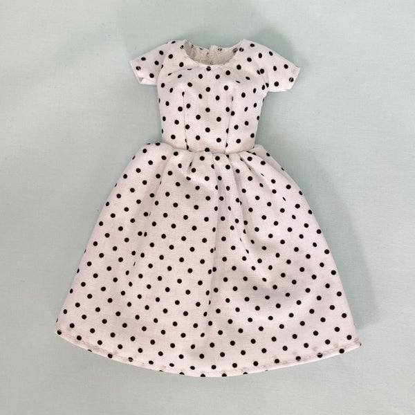 Handmade Barbie Clothes: White and Black Dot Tea Dress Carousel 7