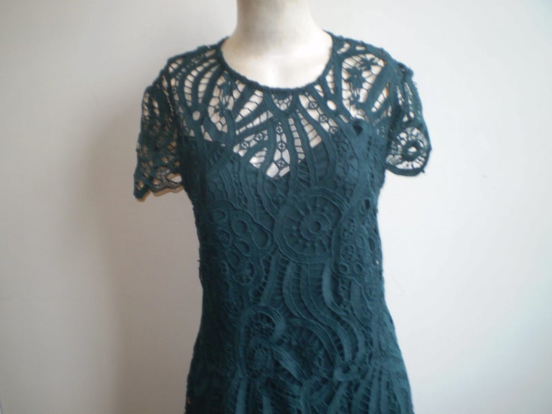 LOVELY DESIGNER DK. EMERALD GREEN LACE SPECIAL OCCASSION /PARTY DRESS 16 Carousel 2