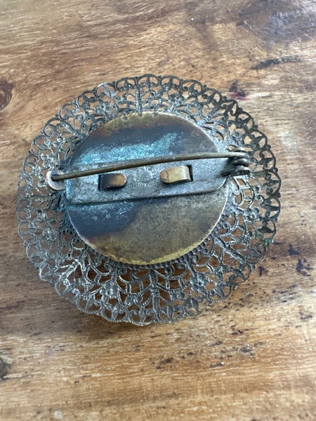 Vintage brooch with glass flowers Carousel 2