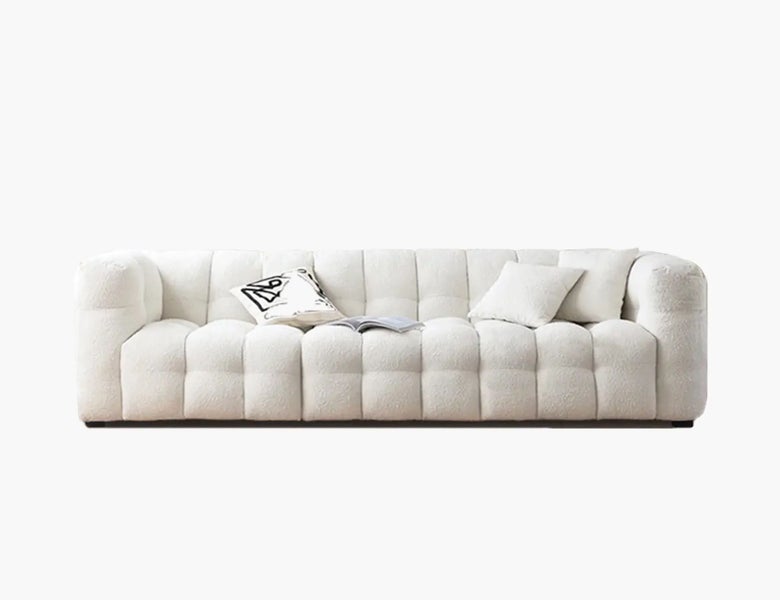 Boucle Sofa 3 Seater Cream White Carousel 1