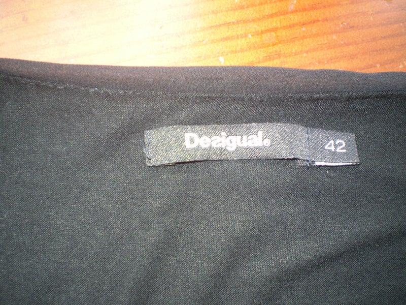 DESIGUAL EURO DESIGNER BLACK+FLORAL PRINT LAYERING SHIFT DRESS 14 Carousel 4