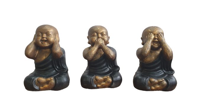 Shaolin Buddha Statue - Fibre Cement - Set of Three - Black & Gold Finish Carousel 1