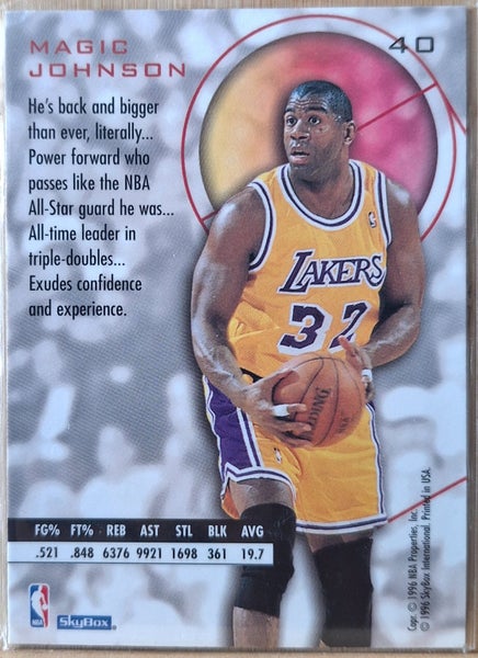 Earvin "Magic" Johnson, Los Angeles Lakers, 1996 Skybox E-XLFramed Card Carousel 2