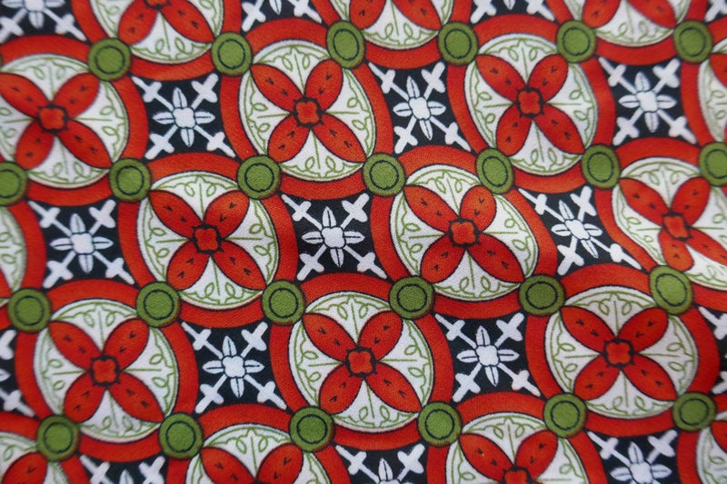 Orange -green main colours dress length Carousel 1